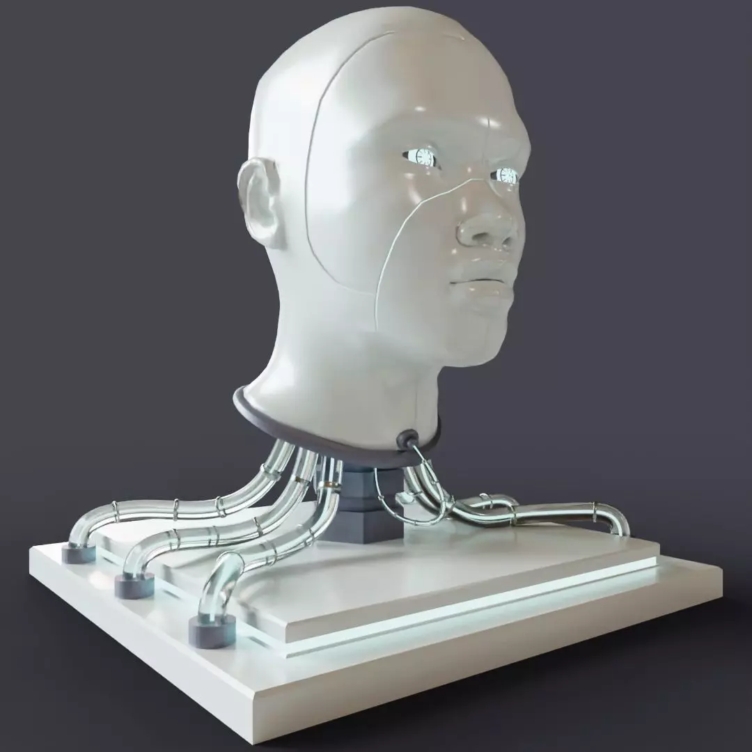 Cyborg Head Bust V1 3D Model 3D model_0