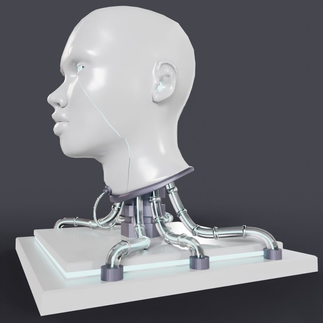Cyborg Head Bust V1 3D Model 3D model_2