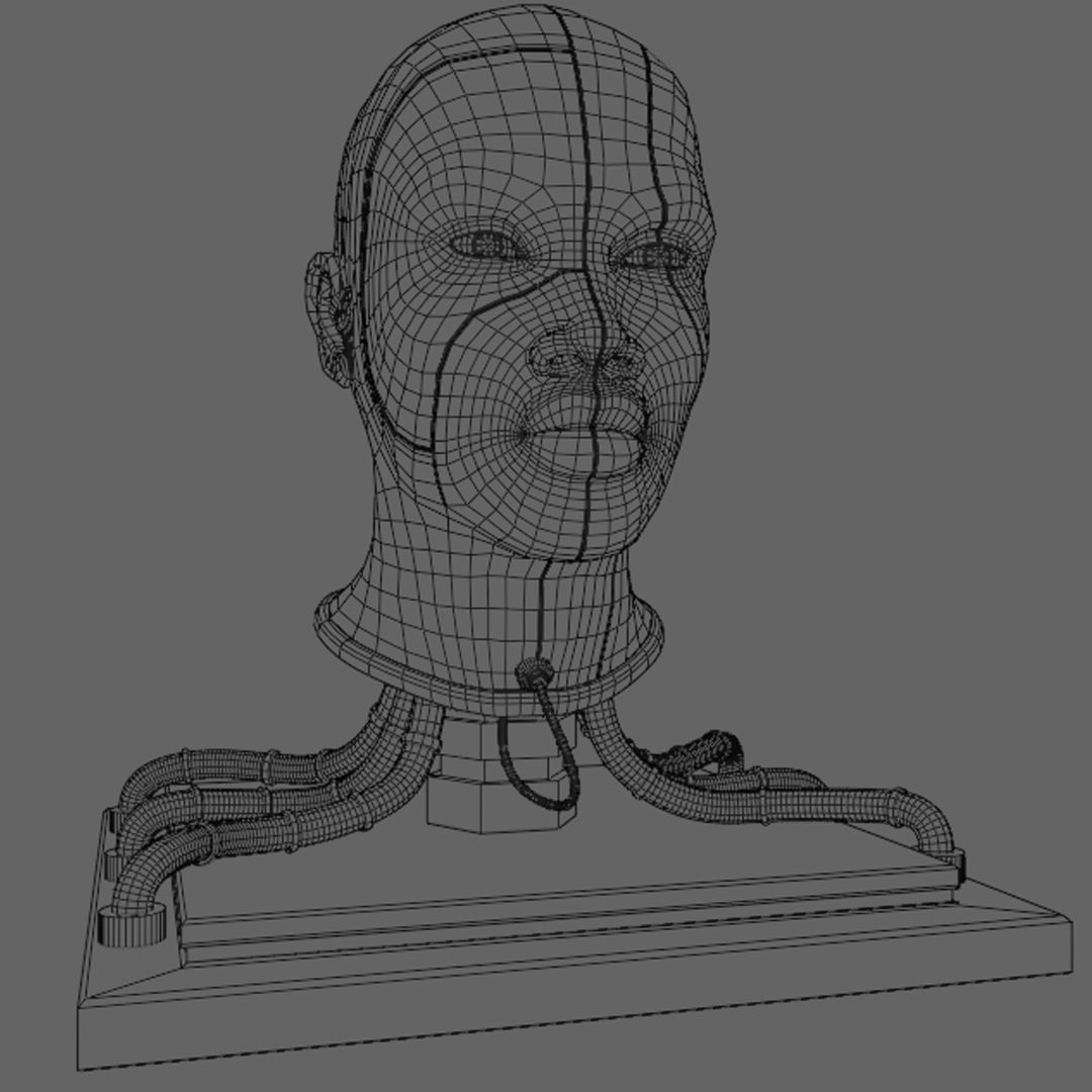 Cyborg Head Bust V1 3D Model 3D model_6
