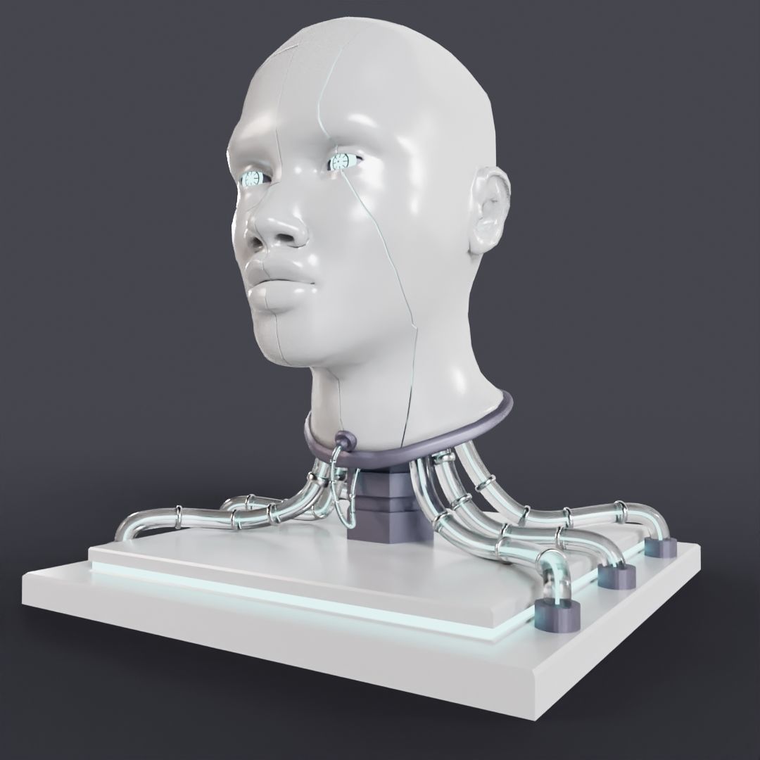 Cyborg Head Bust V1 3D Model 3D model_4