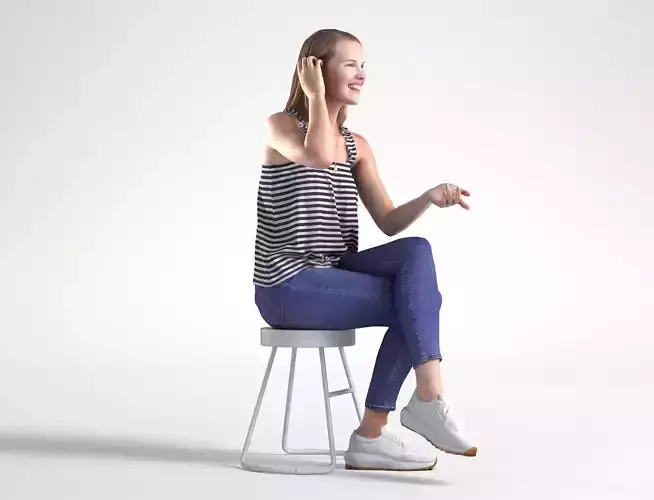 Woman Casual Sitting and Talking Cafe Restaurant Grace 2214