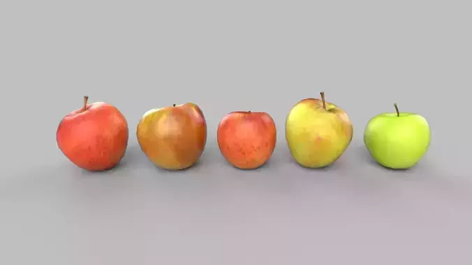 apple apples in row Low-poly 3D model