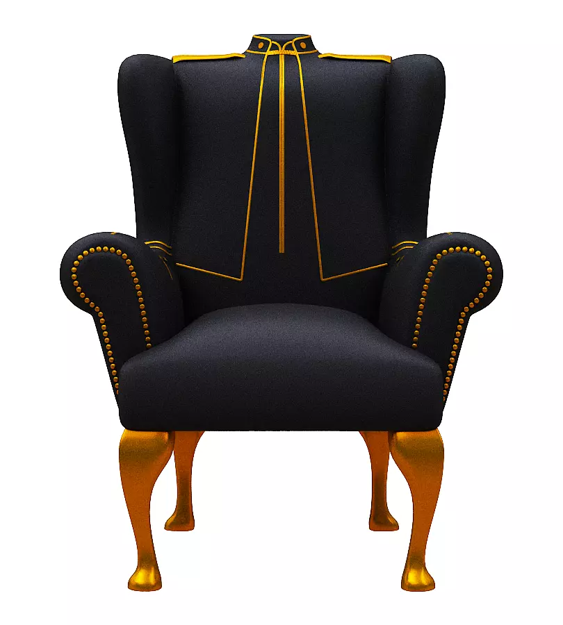 Armchair gold wing chair Low-poly 3D model_0