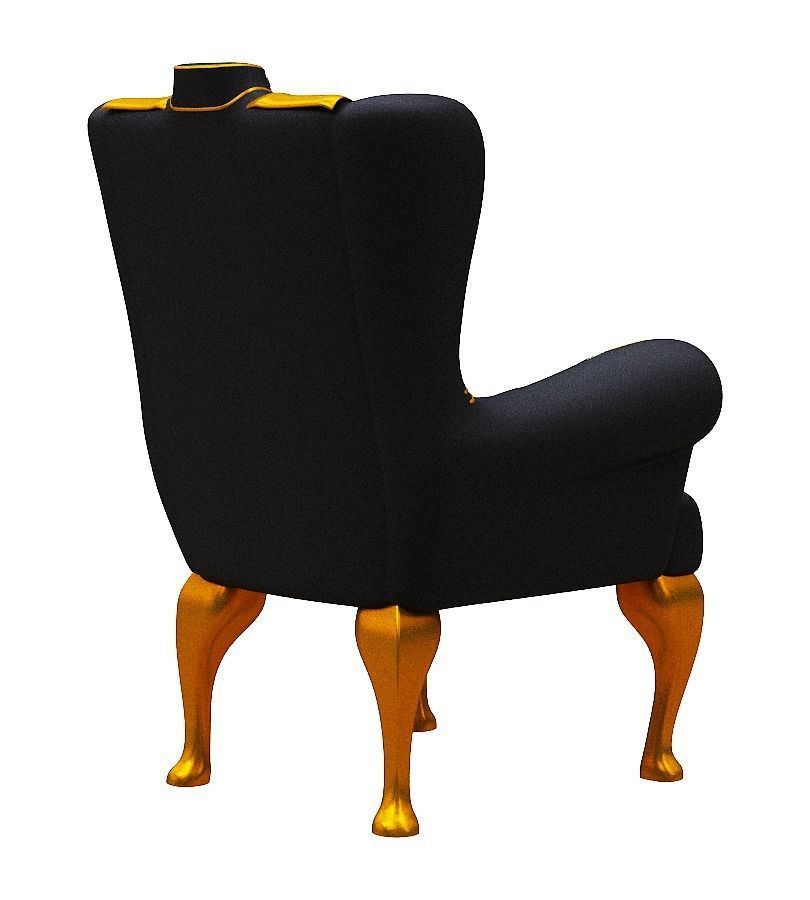 Armchair gold wing chair Low-poly 3D model_4