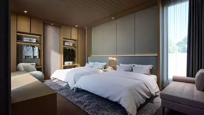 Hotel Suite Bedroom Blender - Fbx - Obj
