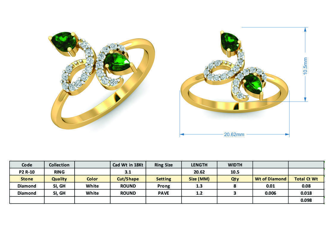 Solitaire Engagement Wedding Pear Diamond Ring 3D print model_3