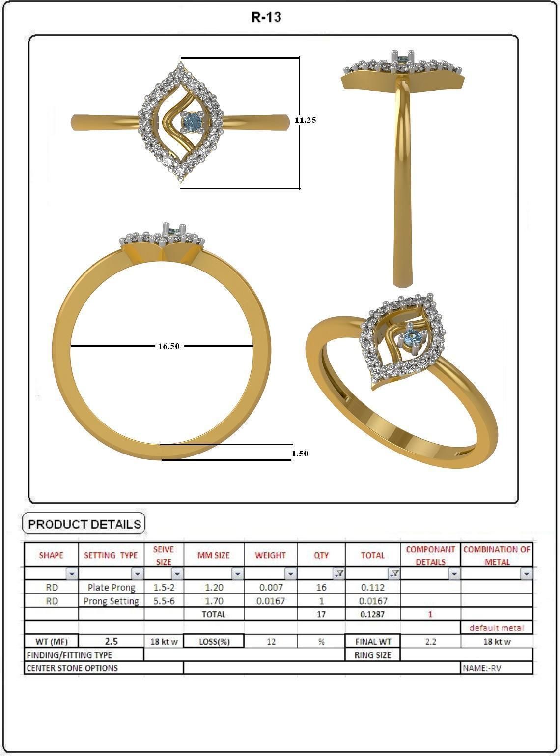 Solitaire Engagement Wedding Diamond Ring 3D print model_4