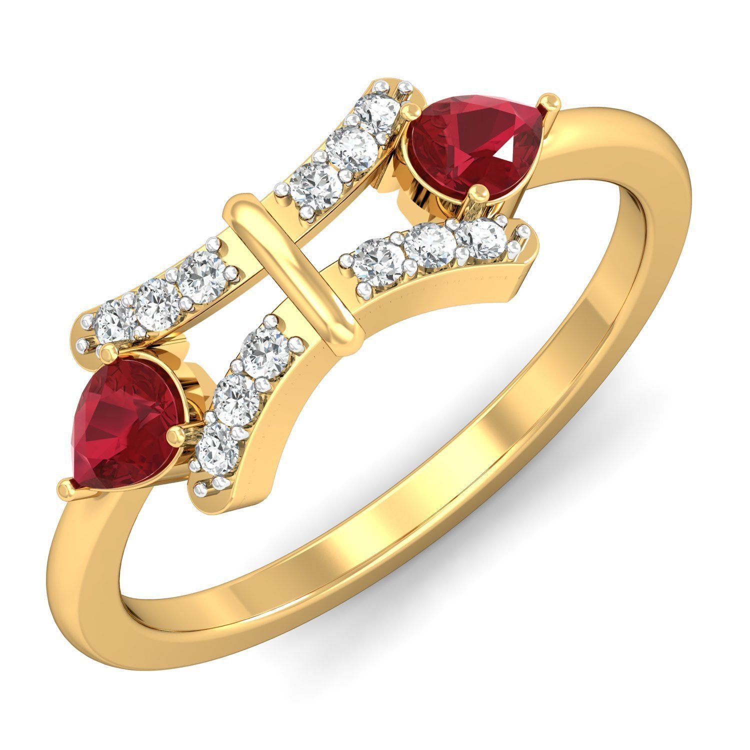 Solitaire Engagement Wedding Pear Diamond Ring 3D print model_1