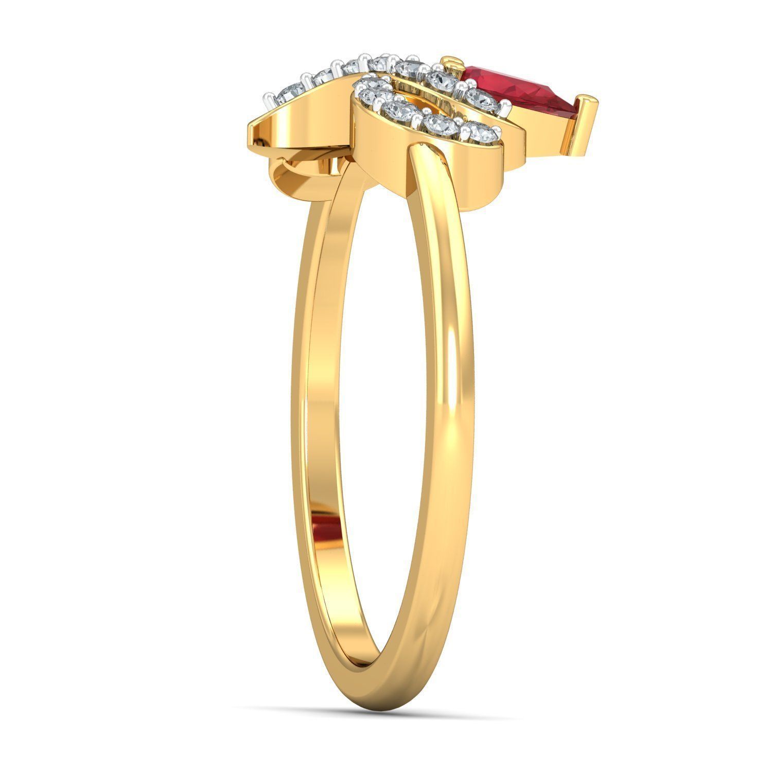 Solitaire Engagement Wedding Pear Diamond Ring 3D print model_2