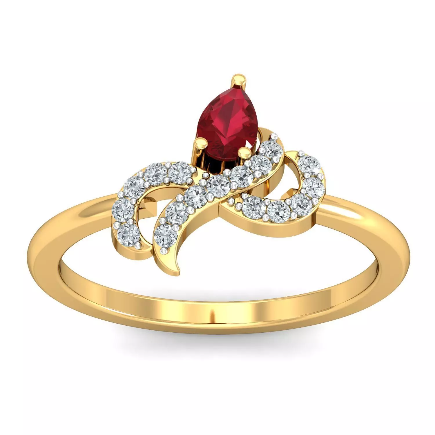 Solitaire Engagement Wedding Pear Diamond Ring 3D print model_0