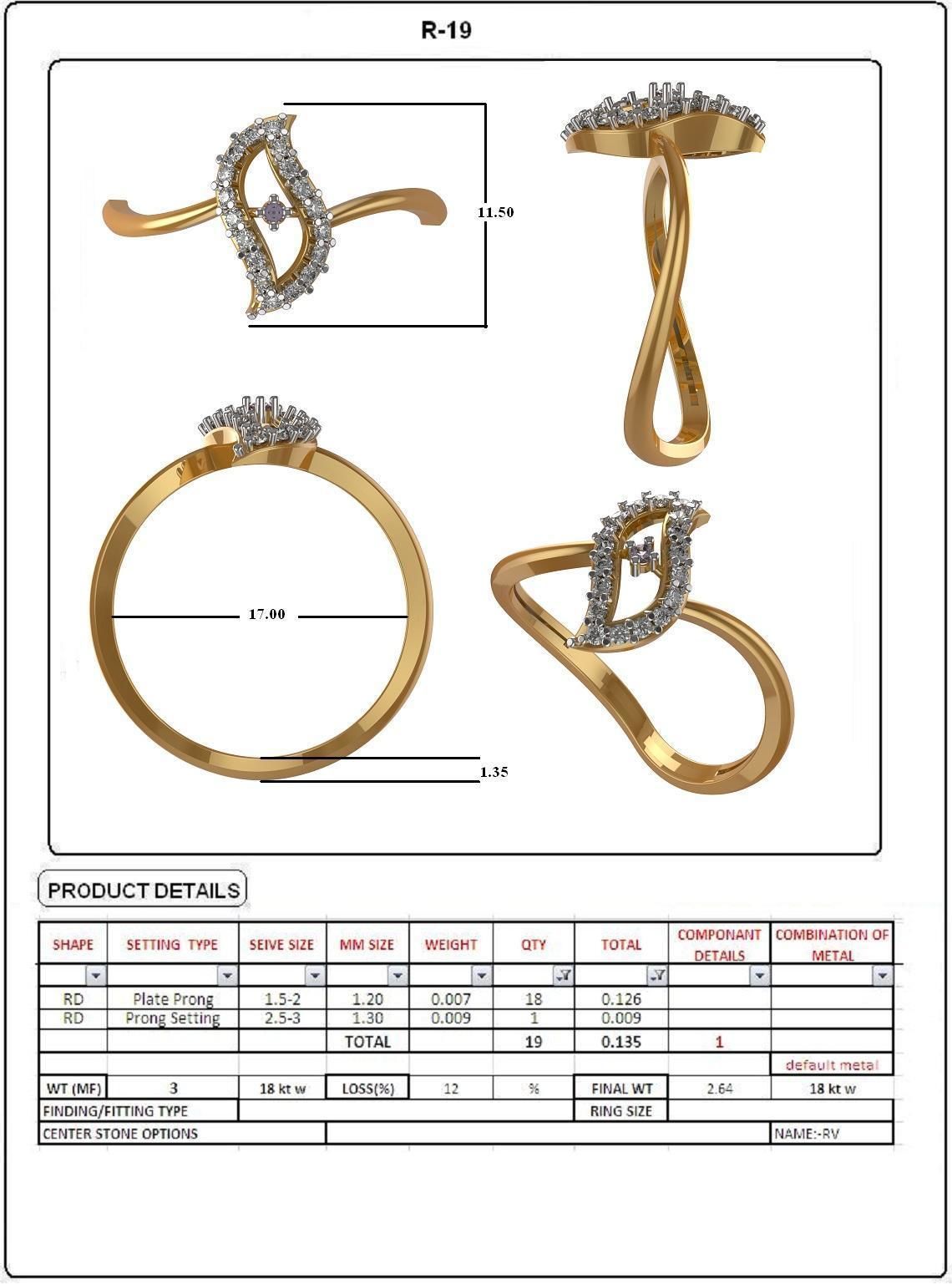 Solitaire Engagement Wedding Ring 3D print model_4