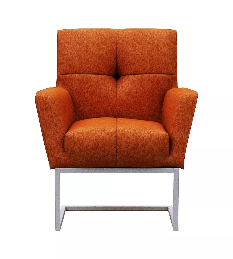 Chair orange leather with metal frame Low-poly 3D model