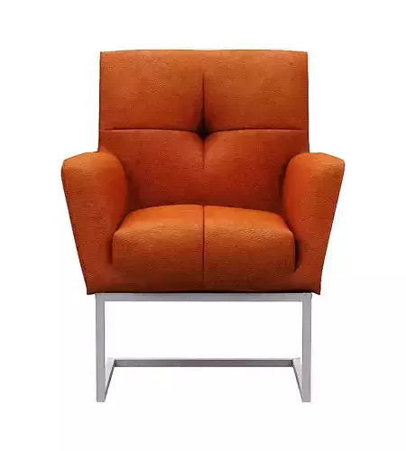 Chair orange leather with metal frame