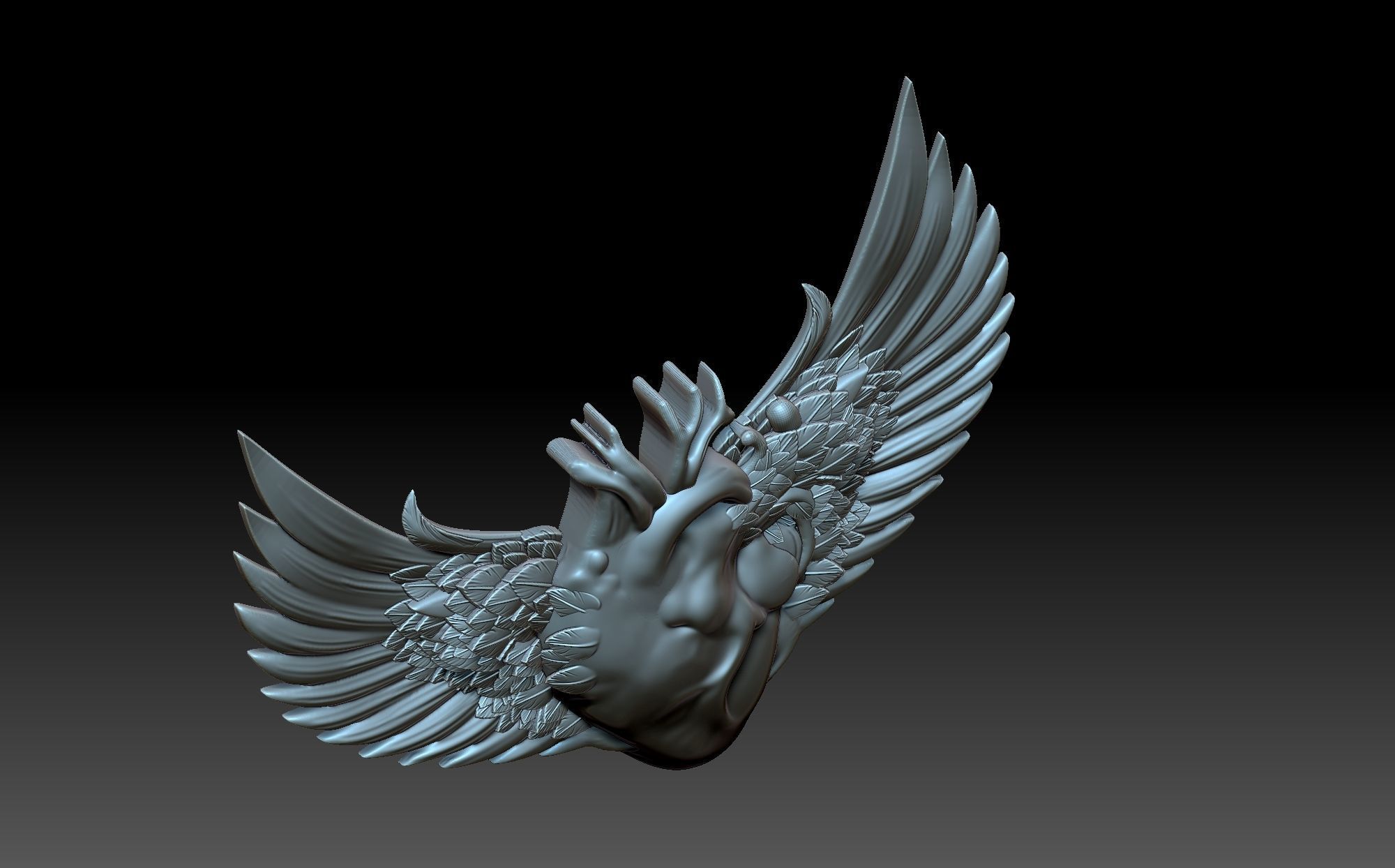 Wings and heart 3D print model_5