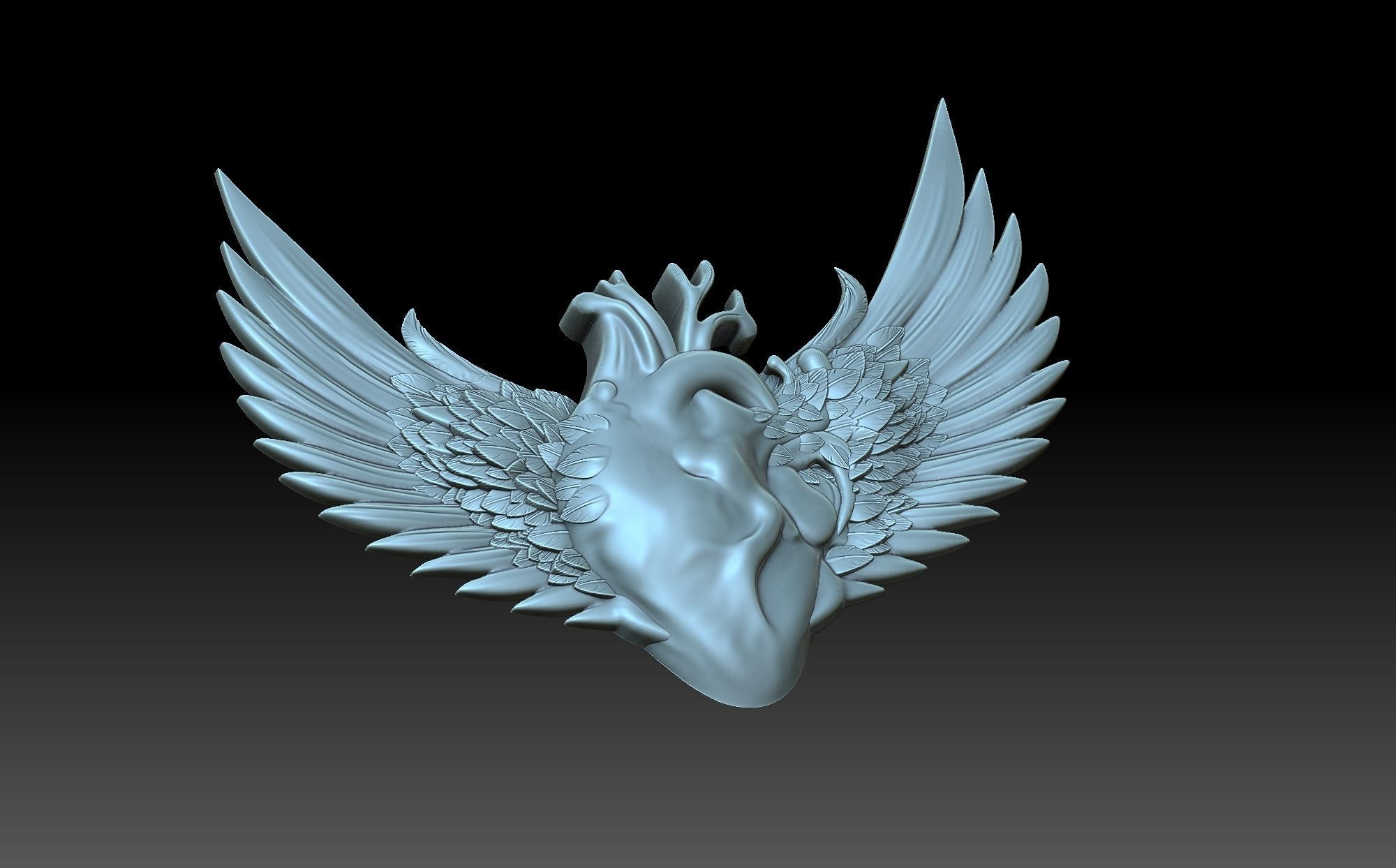 Wings and heart 3D print model_4
