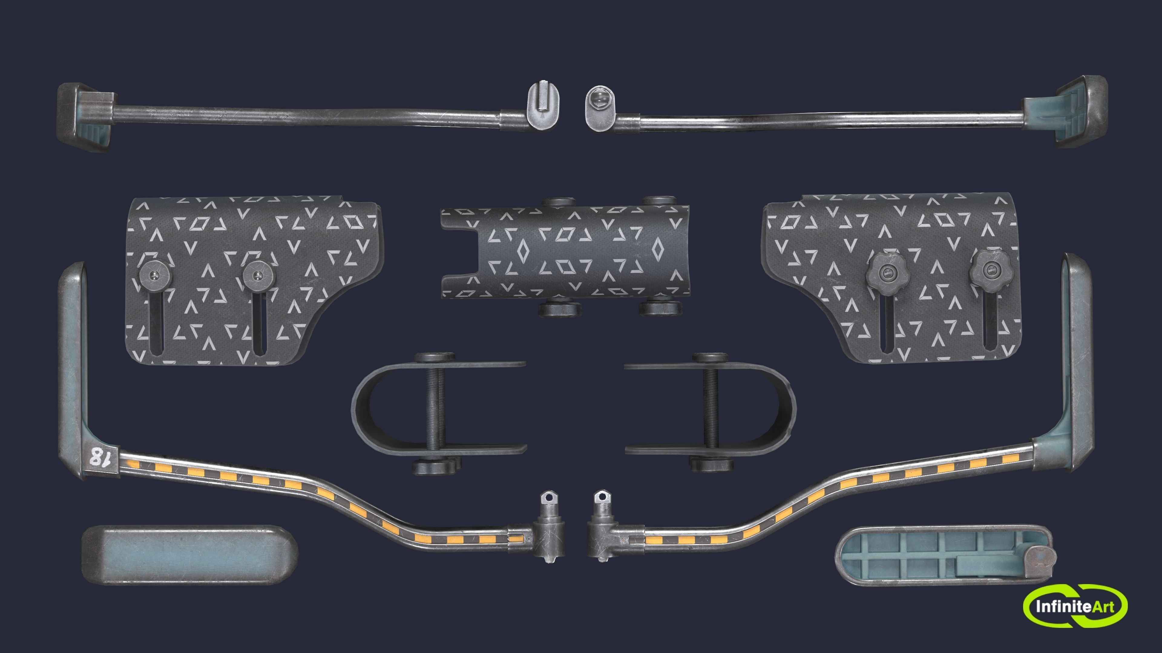 Stock Cheek Pad  Adjustable butt comb Low-poly 3D model_7