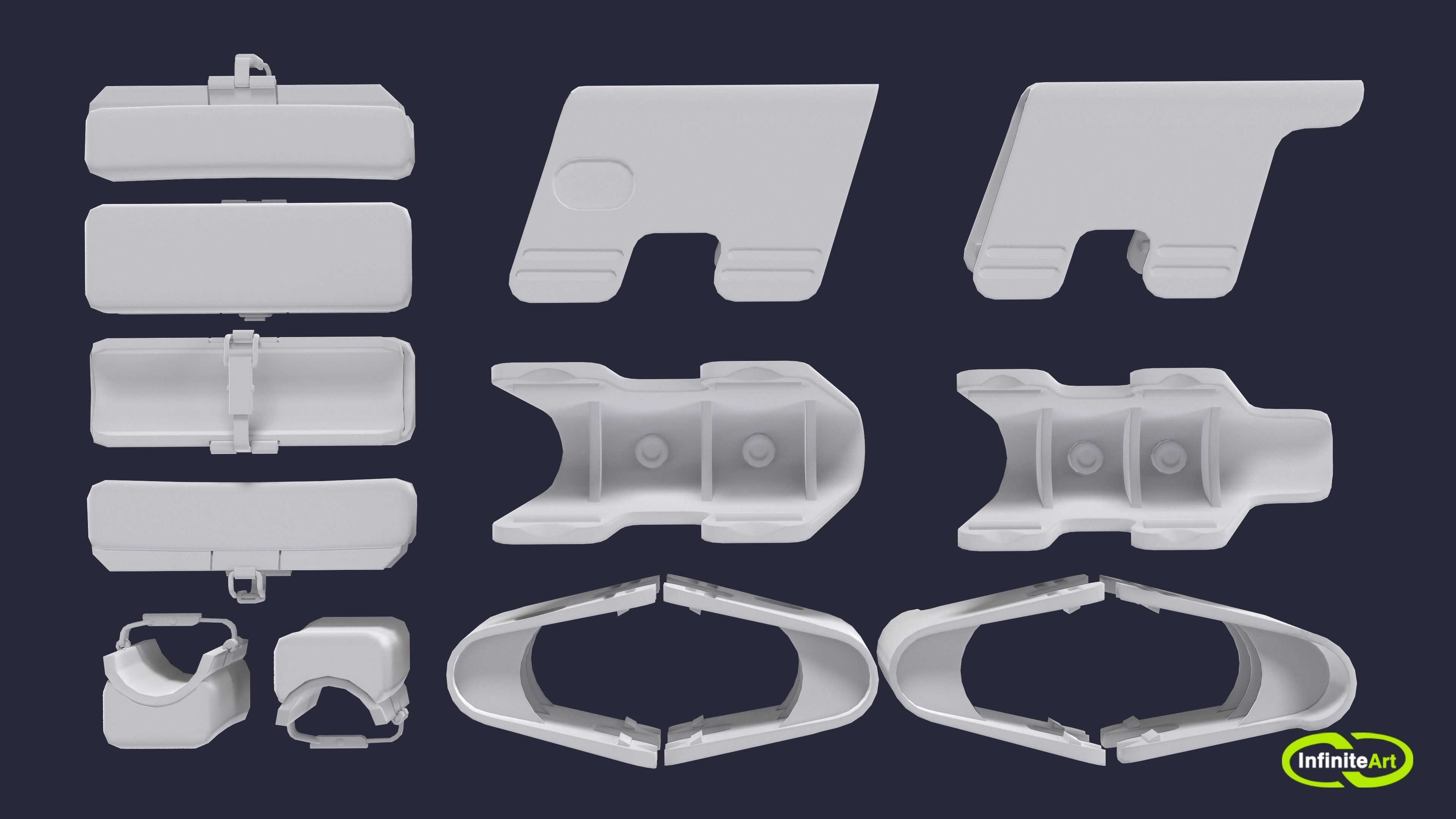 Stock Cheek Pad  Adjustable butt comb Low-poly 3D model_5