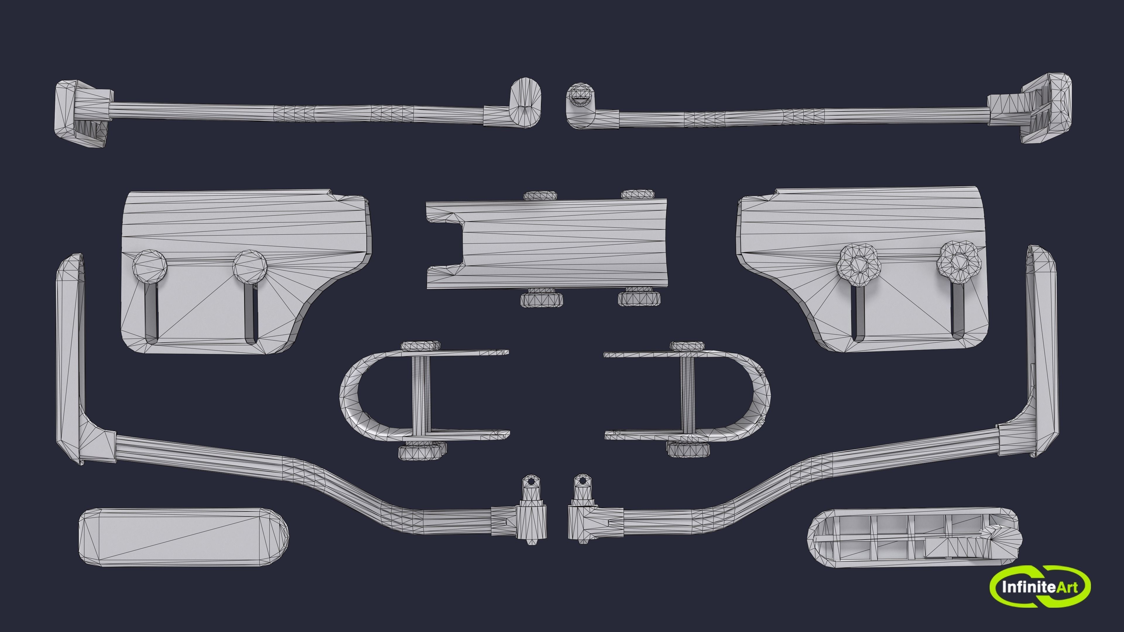 Stock Cheek Pad  Adjustable butt comb Low-poly 3D model_9