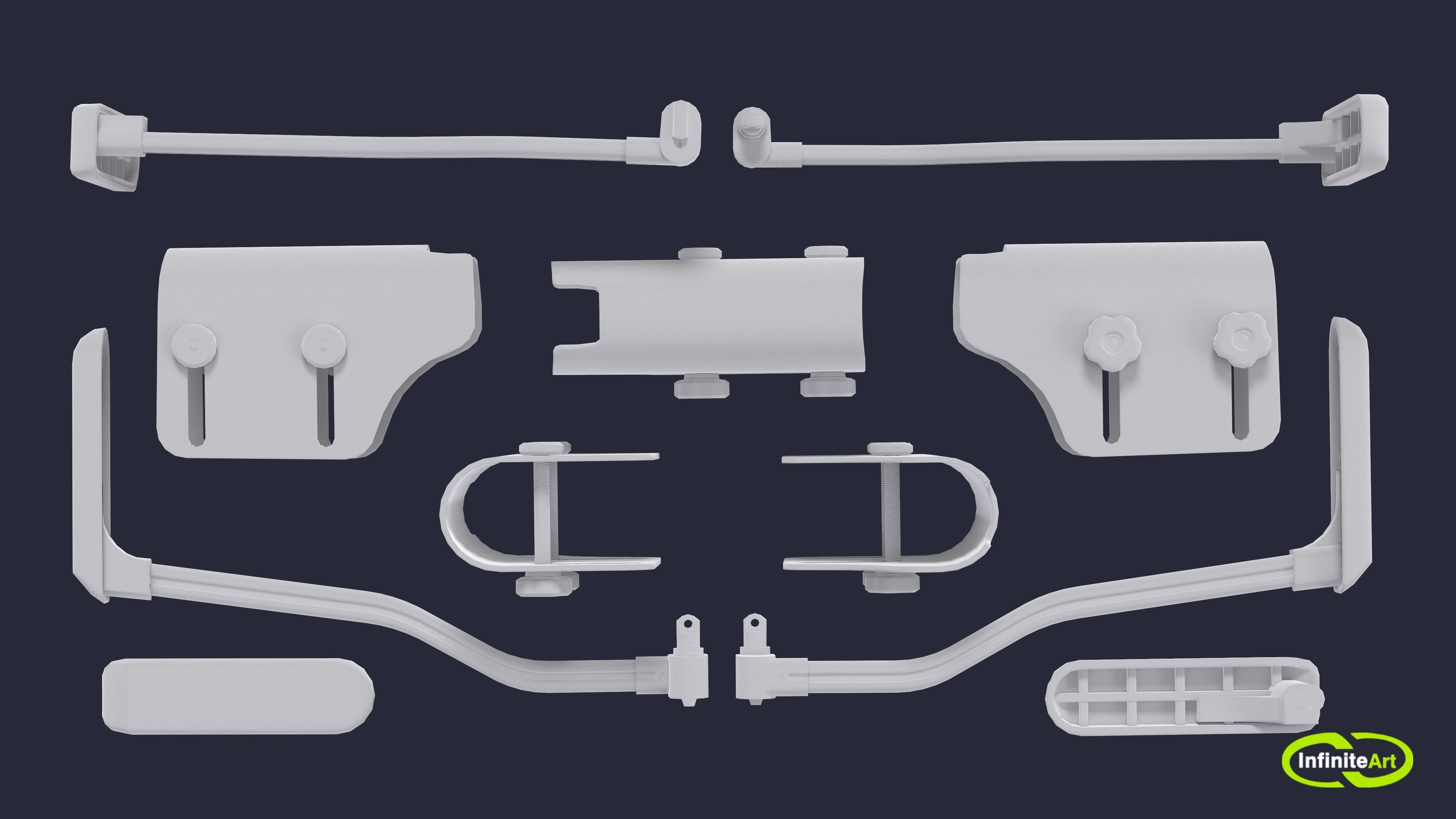 Stock Cheek Pad  Adjustable butt comb Low-poly 3D model_8
