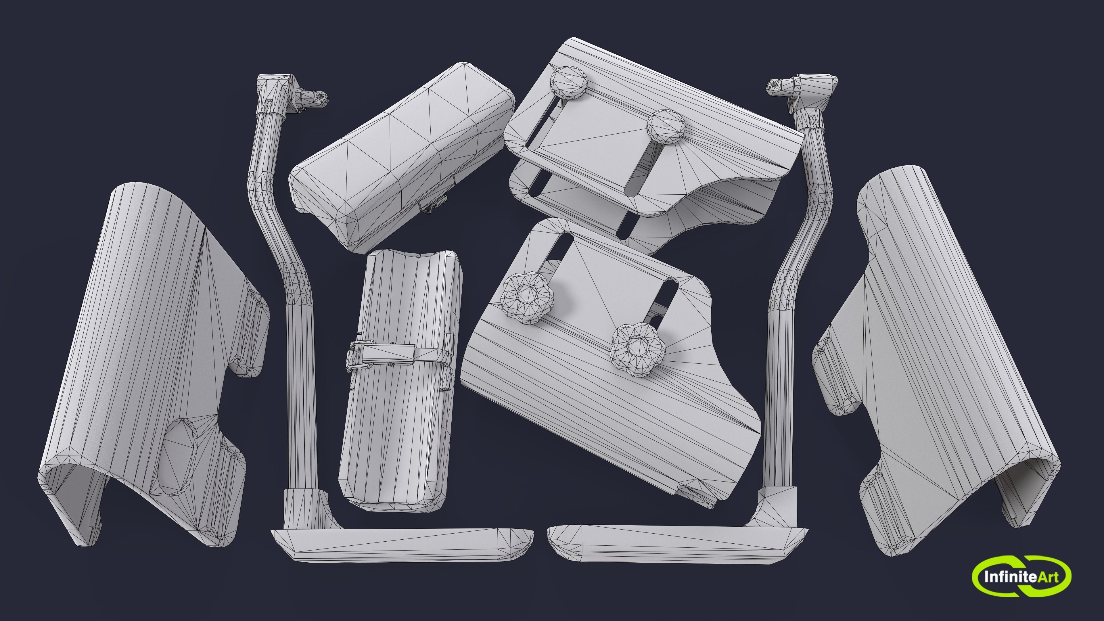 Stock Cheek Pad  Adjustable butt comb Low-poly 3D model_3