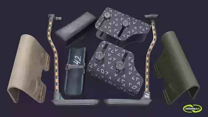 Stock Cheek Pad  Adjustable butt comb Low-poly 3D model