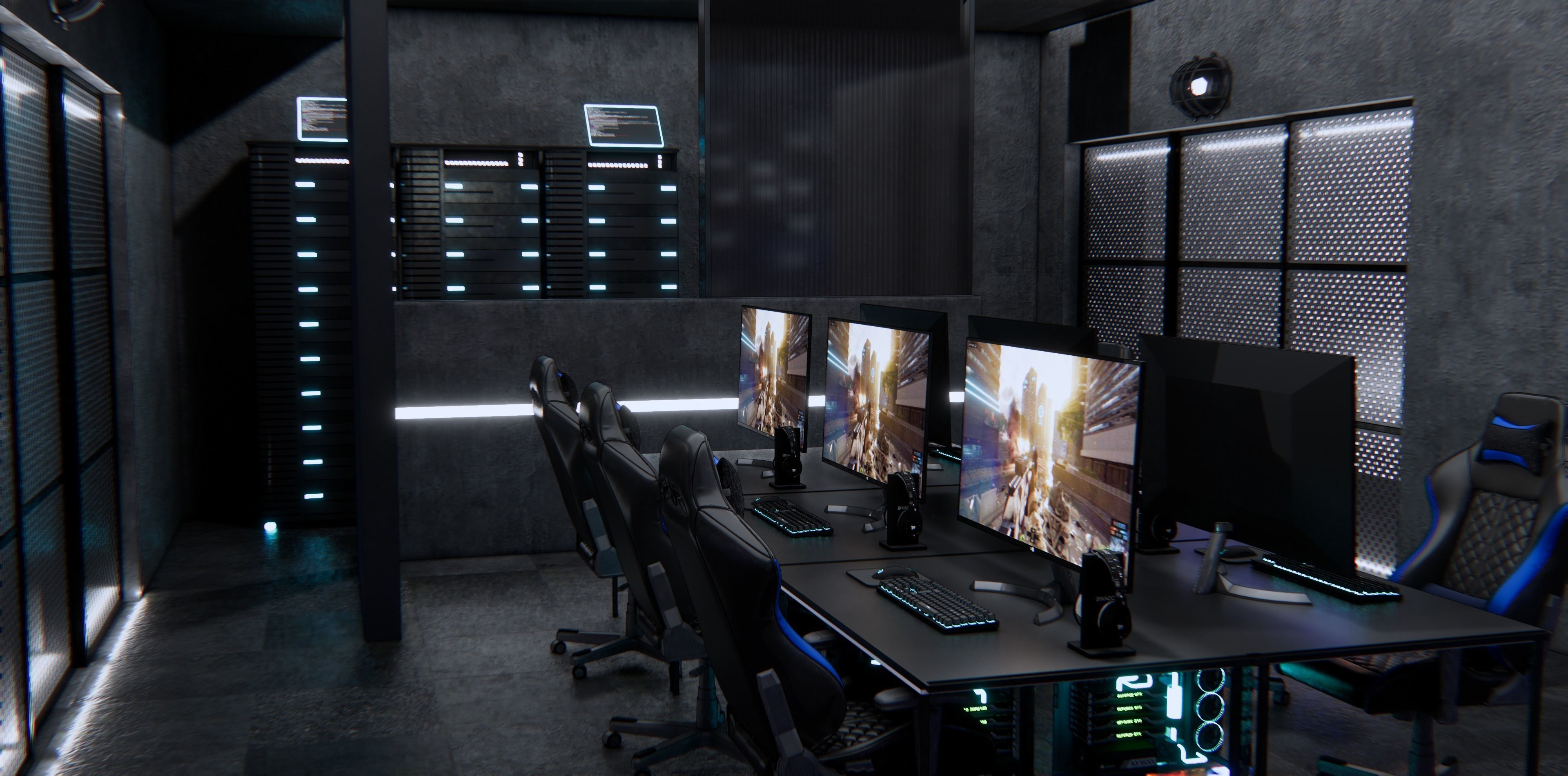 E-sports room  interior 3D model_2