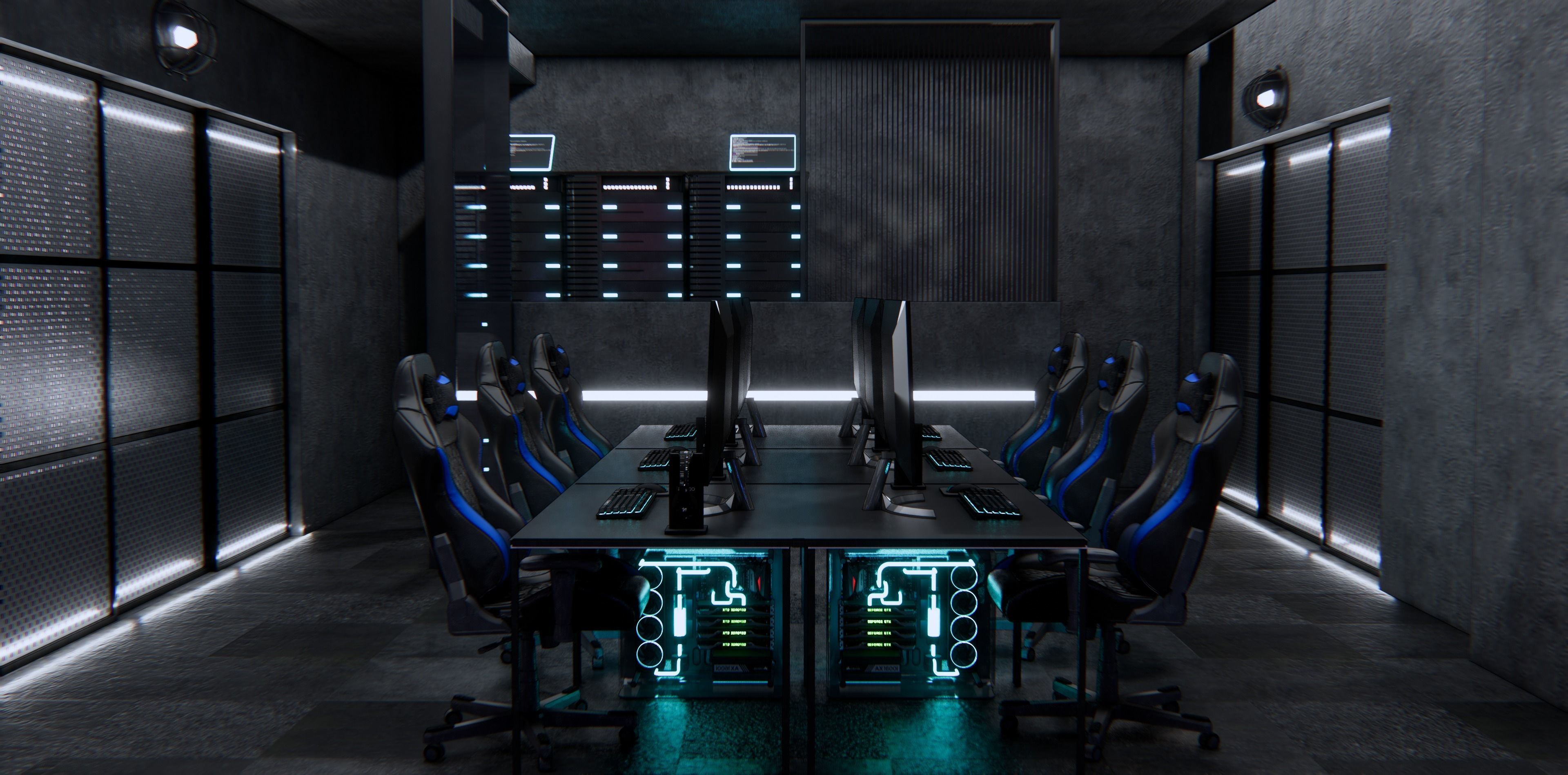 E-sports room  interior 3D model_1