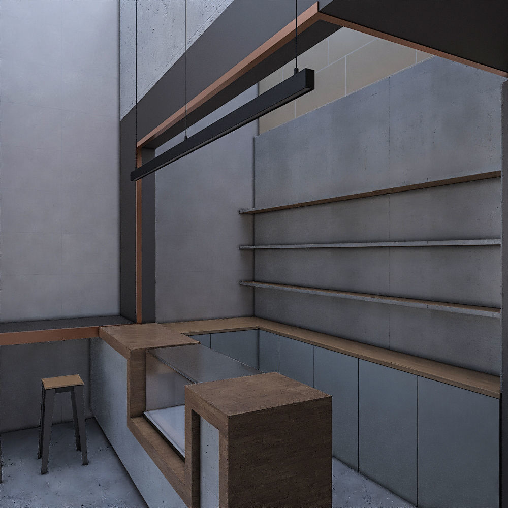 Take away coffee shop Low-poly 3D model_1