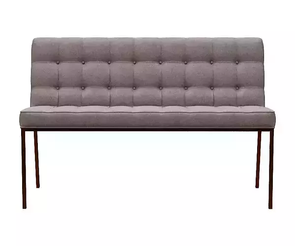 Chair bench with upholstered seat and metal legs Low-poly 3D model