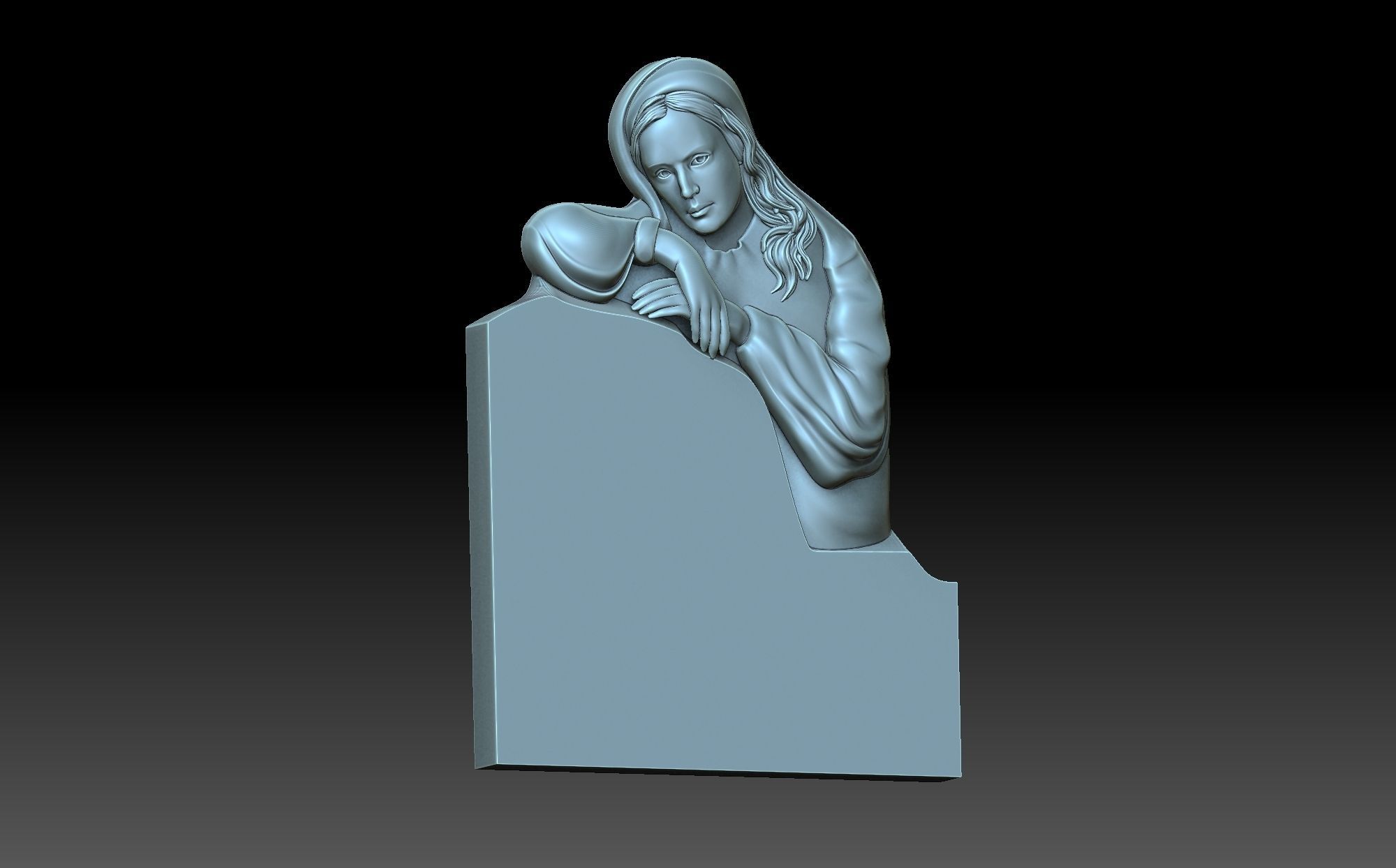 Tombstone statue of jesus holding baby 3D print model_1