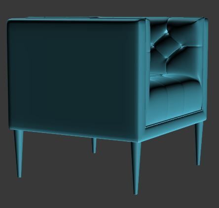 Armchair velvet Low-poly 3D model_8