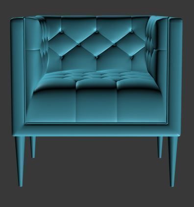 Armchair velvet Low-poly 3D model_6