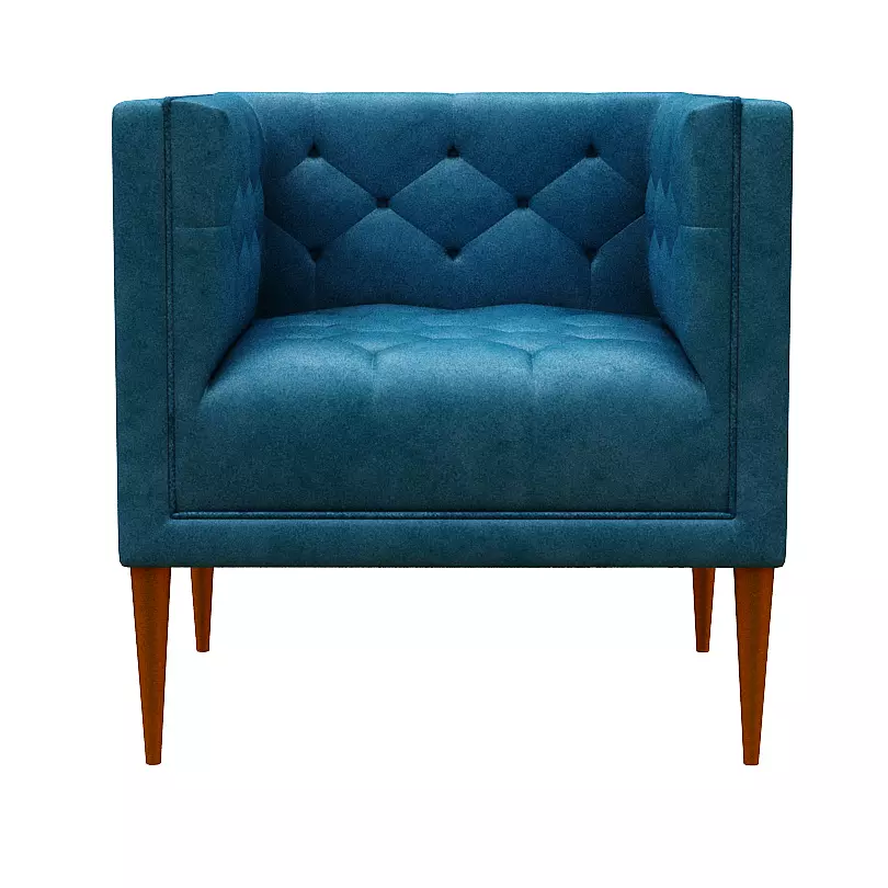Armchair velvet Low-poly 3D model_0