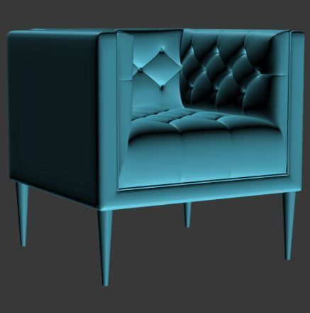 Armchair velvet Low-poly 3D model_7