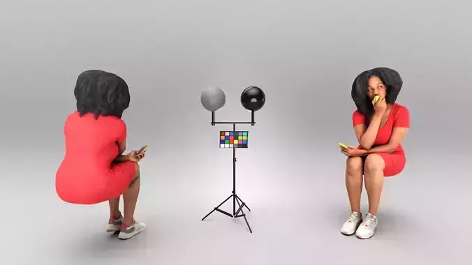 Young woman with apple 338 Low-poly 3D model