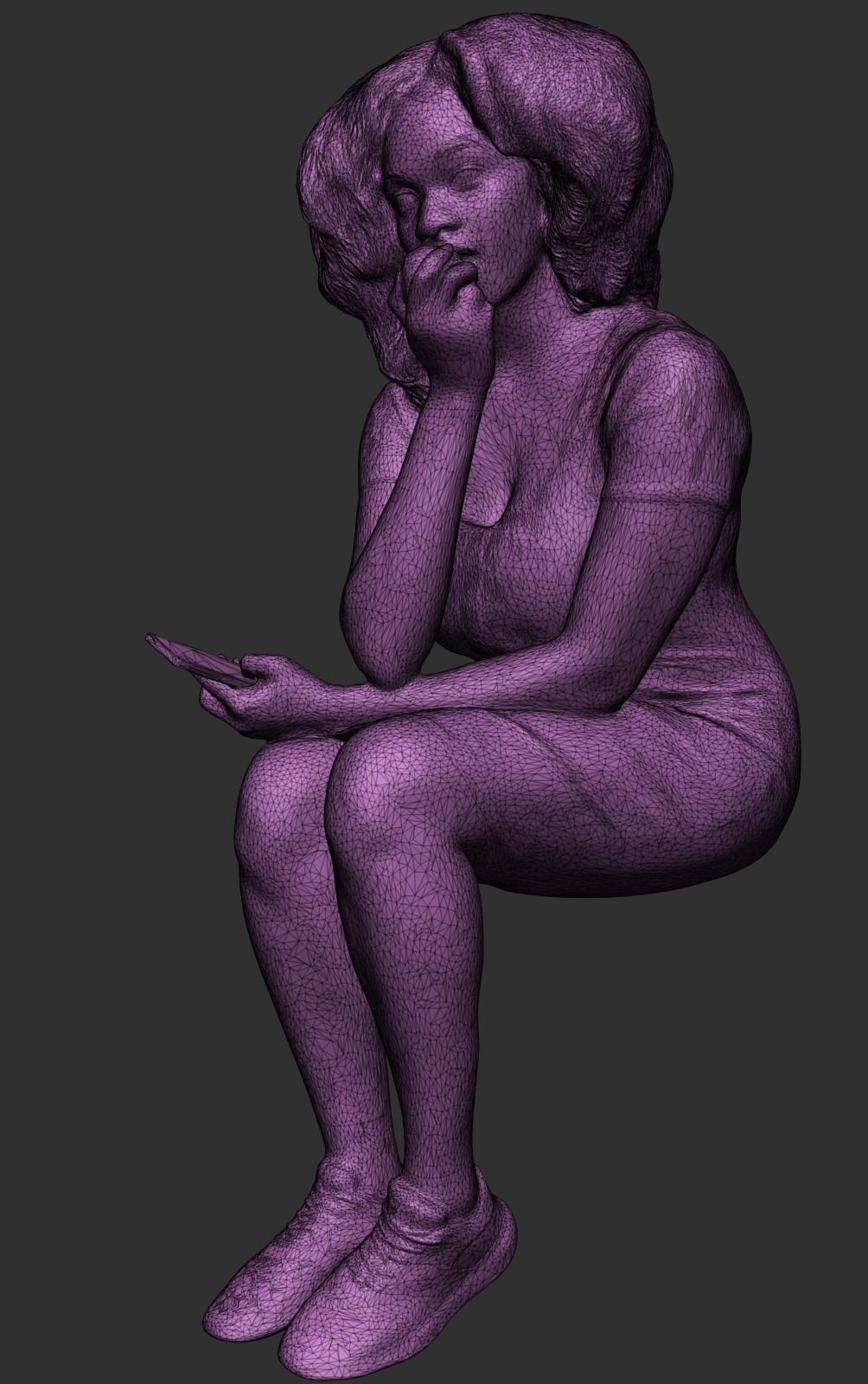 Young woman with apple 338 Low-poly 3D model_7