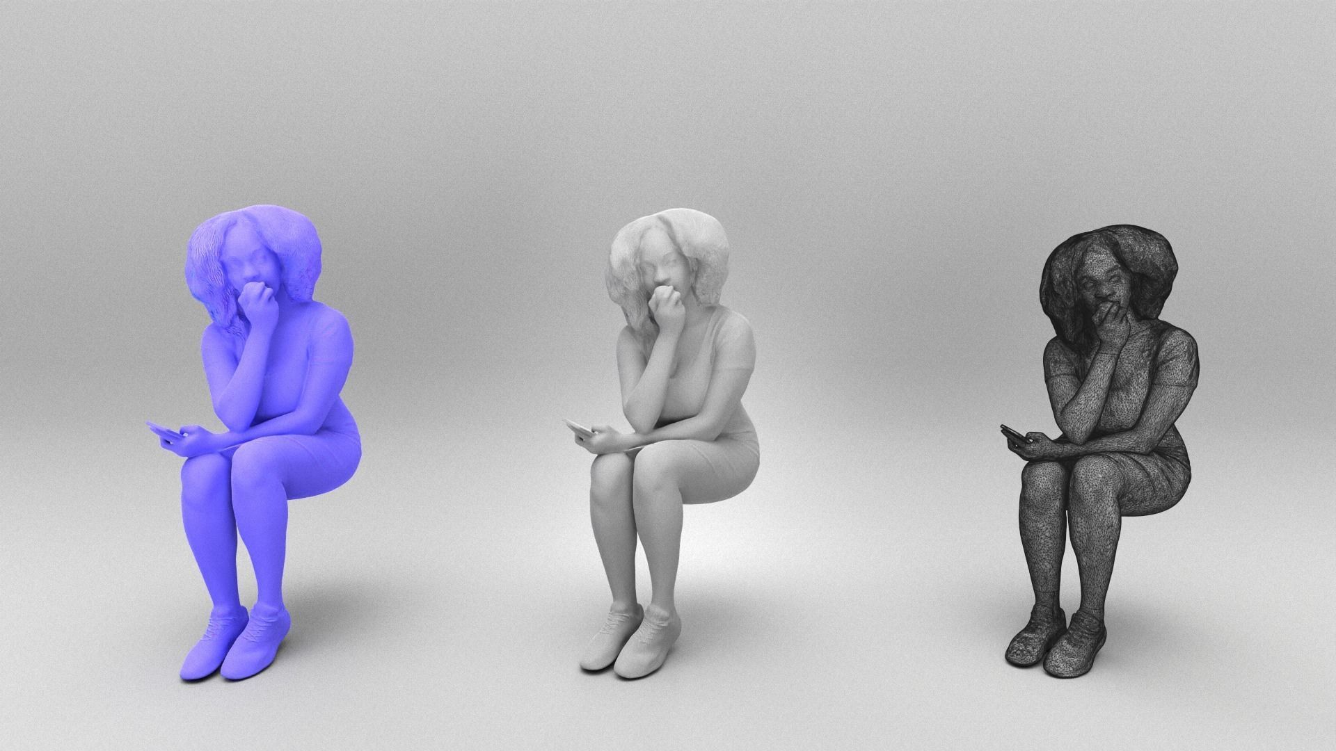 Young woman with apple 338 Low-poly 3D model_4