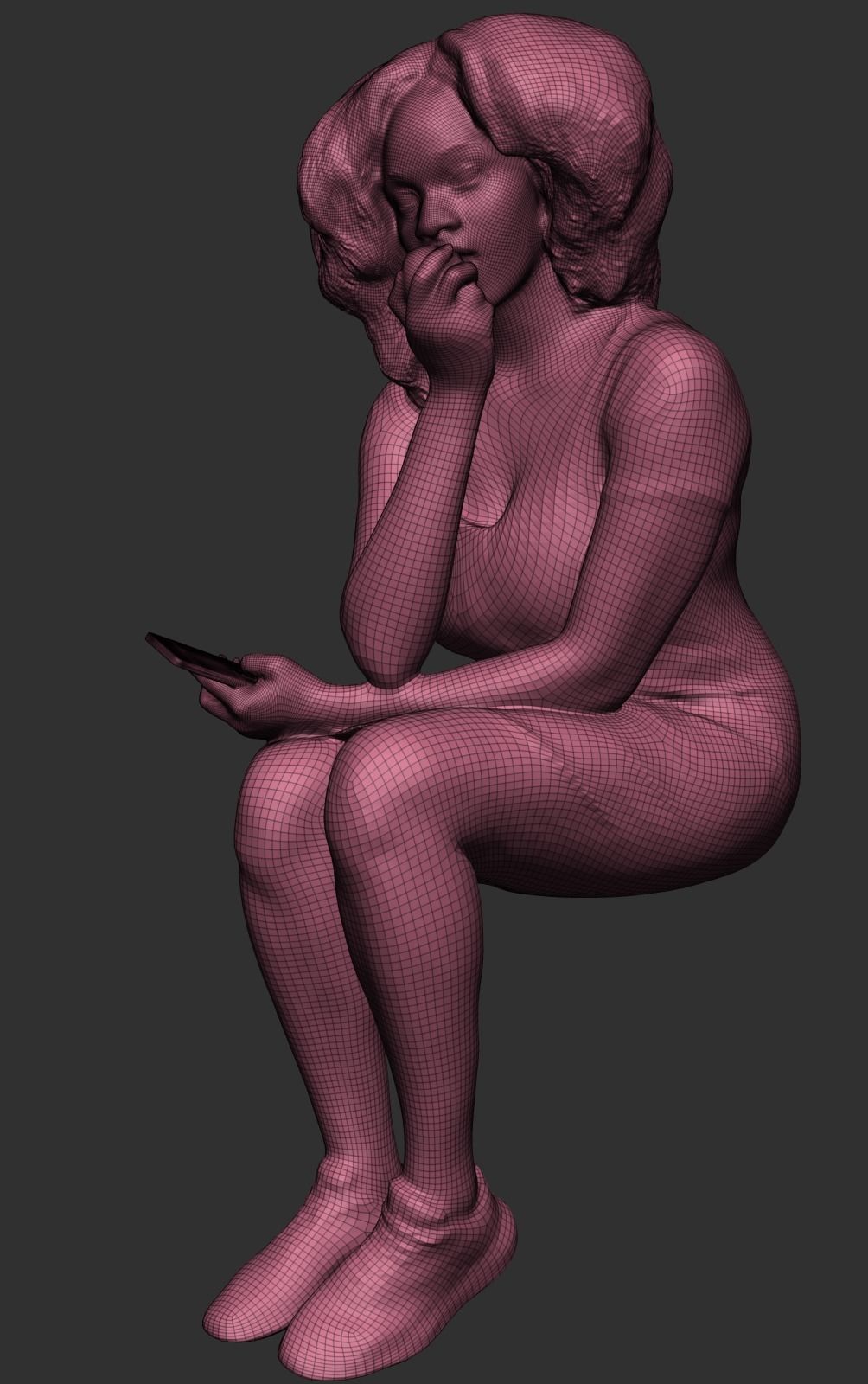 Young woman with apple 338 Low-poly 3D model_5