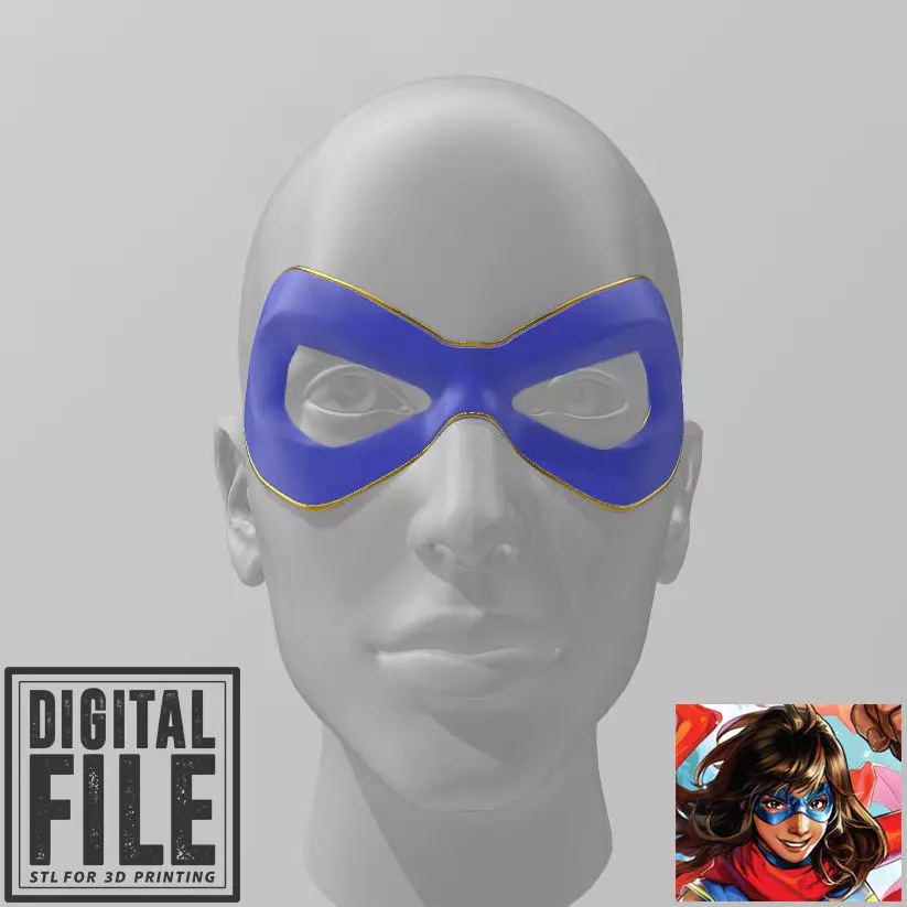 Ms Marvel - Kamala Khan HQ Mask - Fan Made - STL 3D Model 3D print model_0