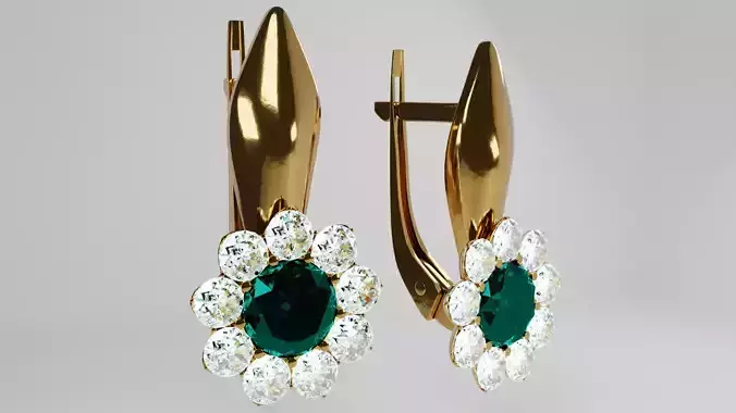 Gold earrings with diamonds
