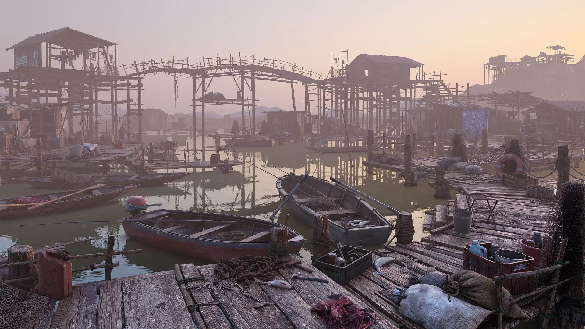 Fishing Village Low-poly 3D model