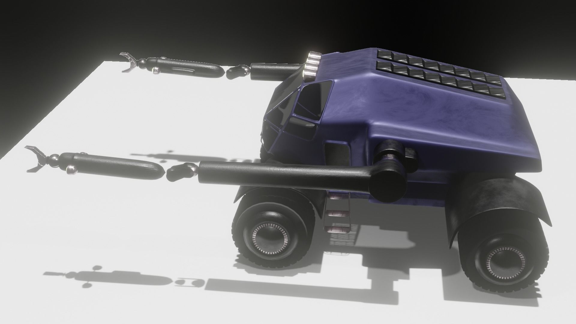 loader futuristic vehicle with lights 3D model_1