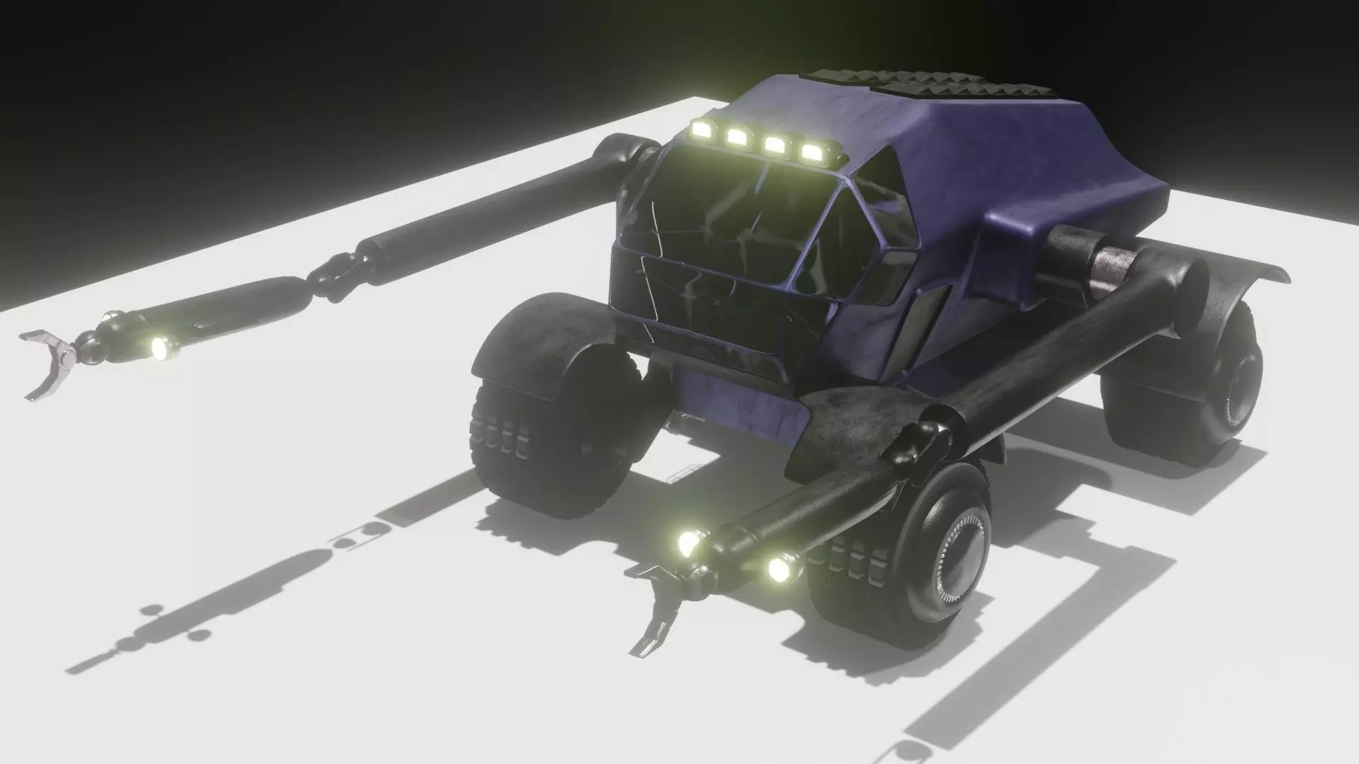 loader futuristic vehicle with lights 3D model_0