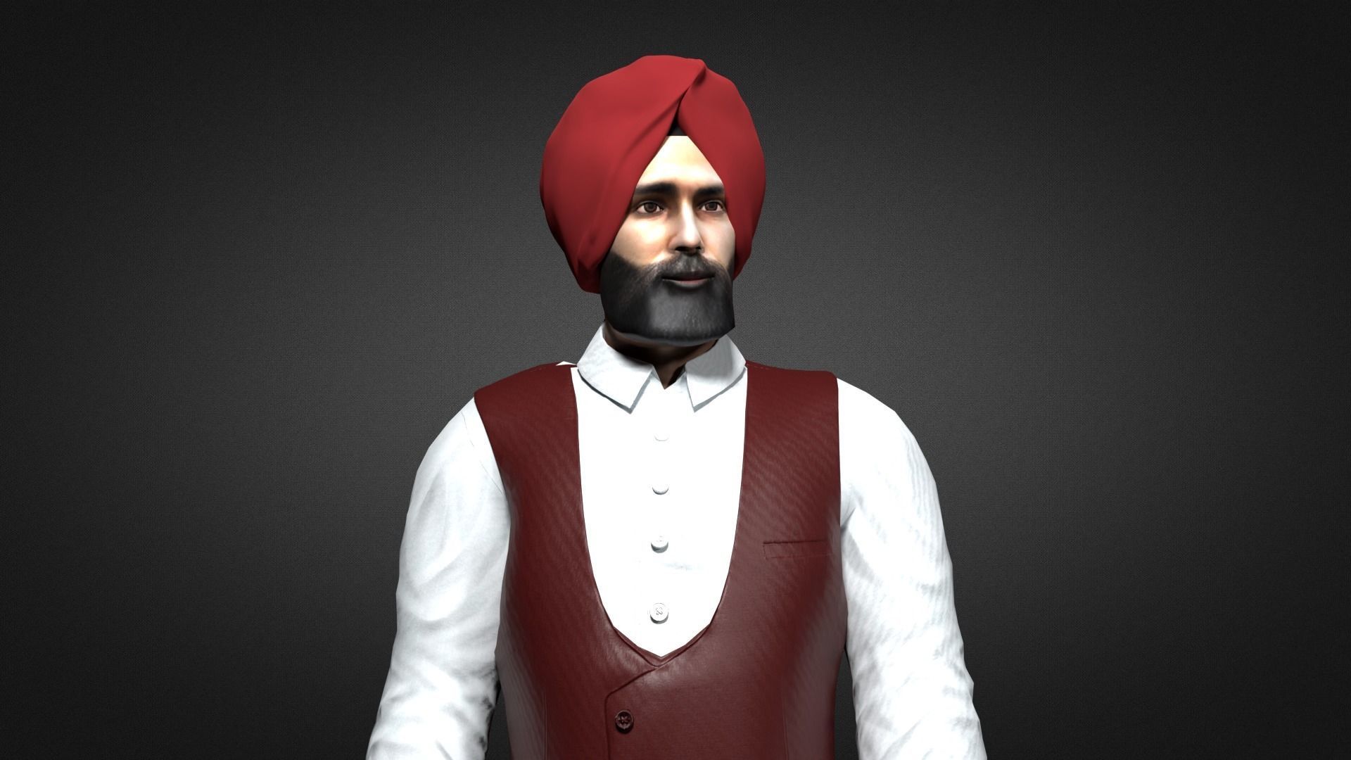 Sikh Sardar ji 3D Character Low-poly 3D model_6