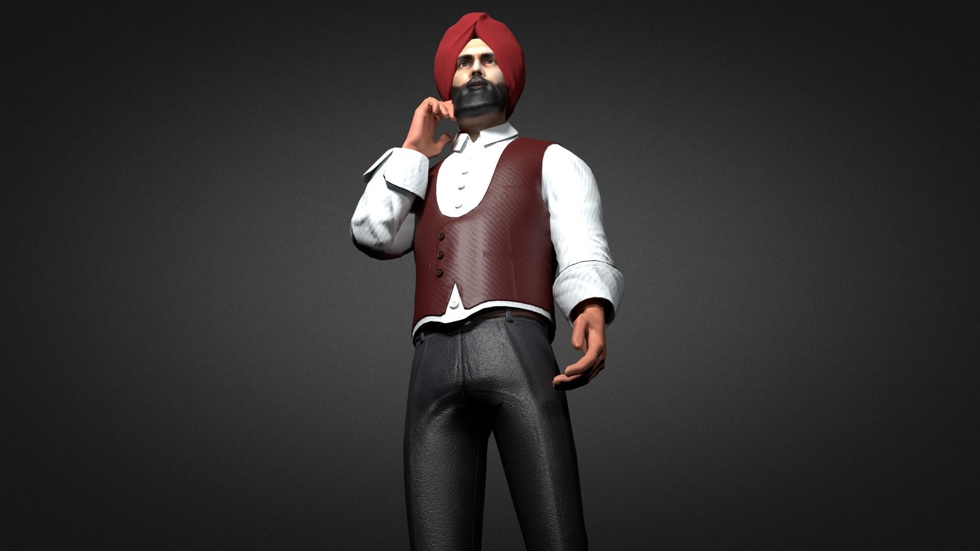 Sikh Sardar ji 3D Character Low-poly 3D model_5