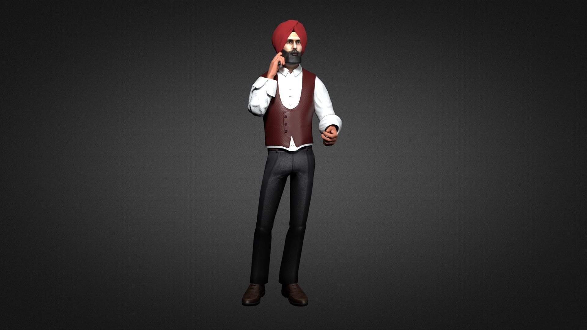 Sikh Sardar ji 3D Character Low-poly 3D model_1