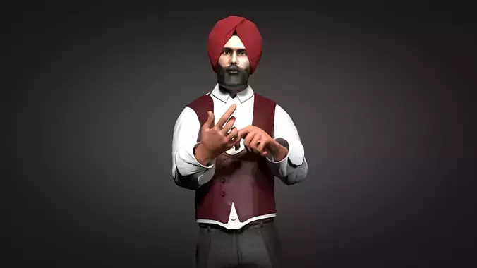 Sikh Sardar ji 3D Character Low-poly 3D model