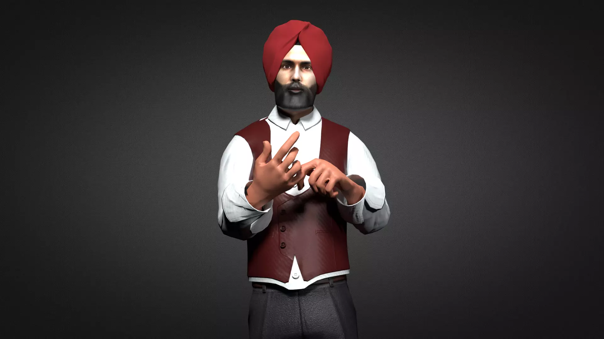 Sikh Sardar ji 3D Character Low-poly 3D model_0