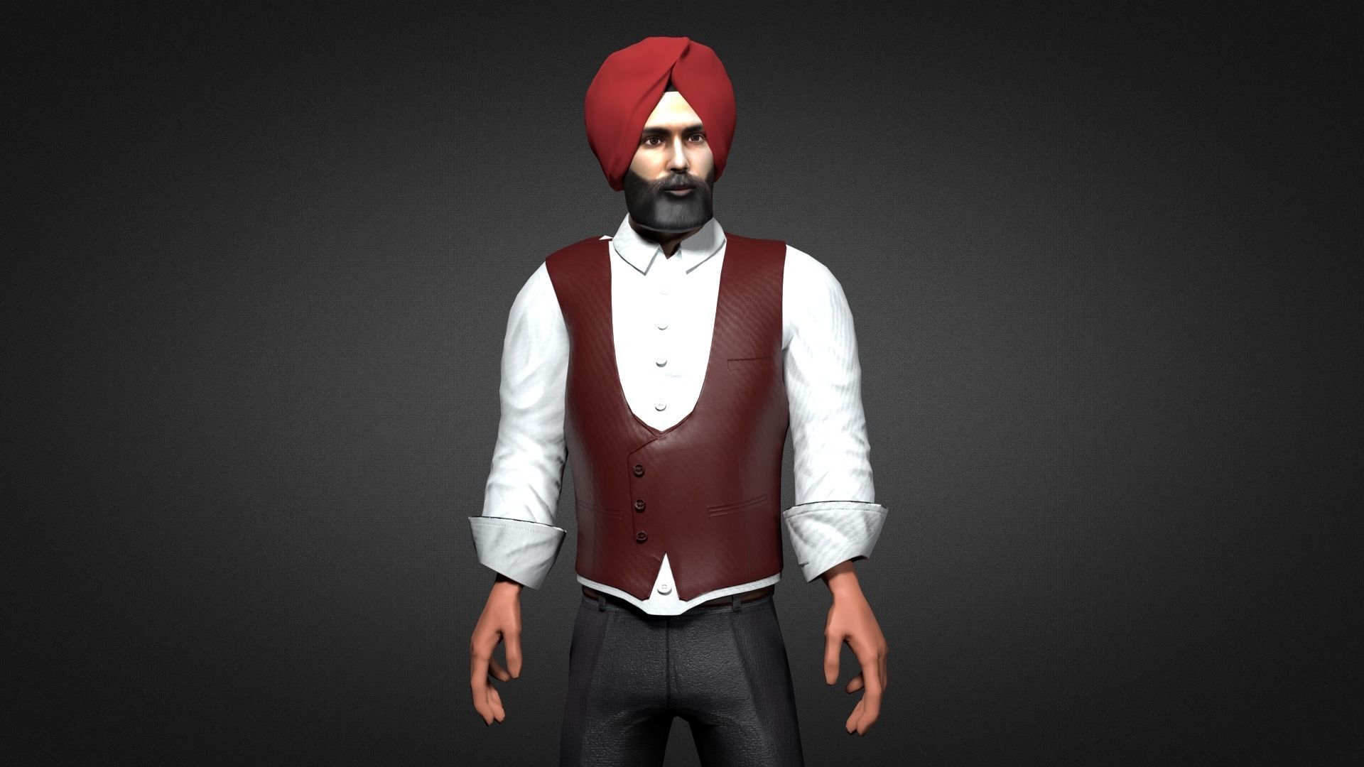 Sikh Sardar ji 3D Character Low-poly 3D model_2