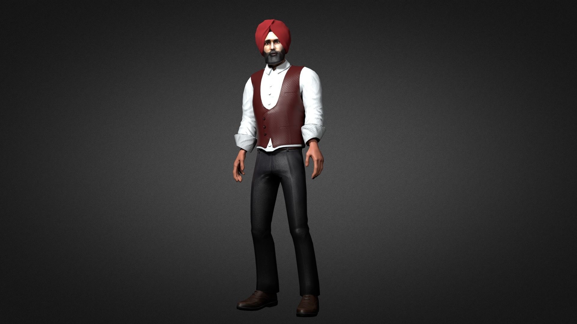 Sikh Sardar ji 3D Character Low-poly 3D model_4